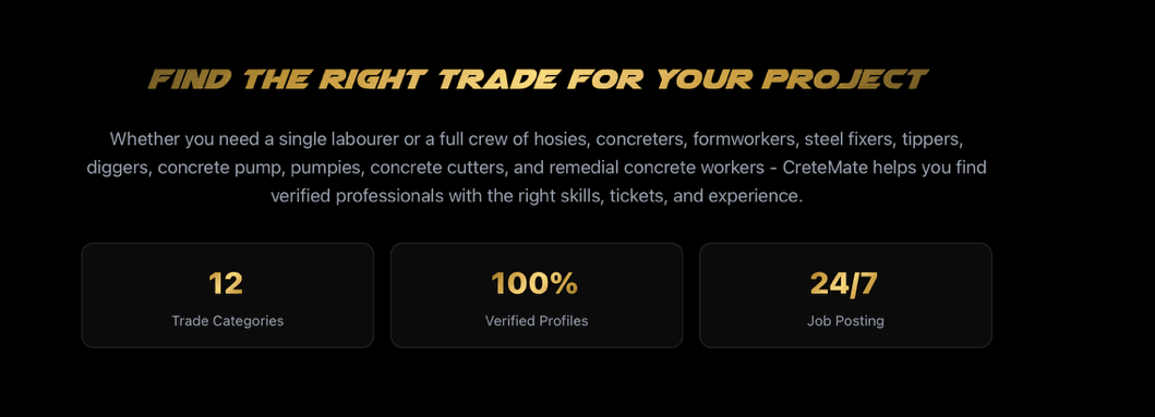 Find the right trade for your project - 12 Trade Categories, 100% Verified Profiles, 24/7 Job Posting